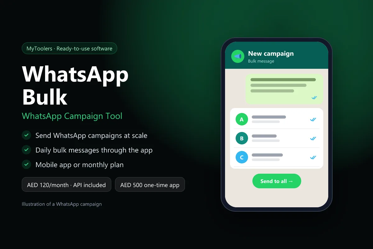 Illustration of a WhatsApp Bulk campaign being sent to several contacts